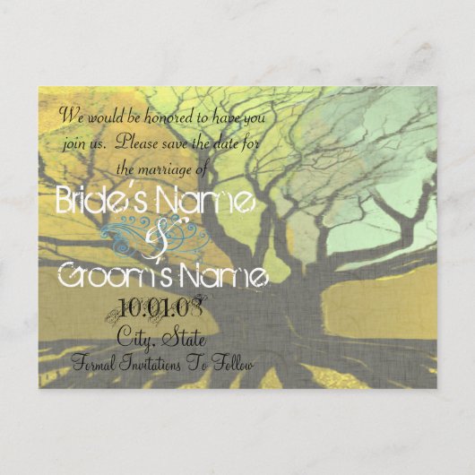 Save the Date - Wurzeln Ankündigungspostkarte (Rückseite)