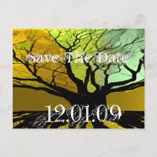 Save the Date - Wurzeln Ankündigungspostkarte (Vorderseite)