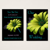 Save the Date Yellow Green Daisy I (Vorne & Hinten)