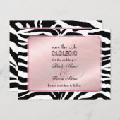Save the Date, Zebra + Monogramm Ankündigungspostkarte (Vorne/Hinten)
