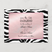 Save the Date, Zebra + Monogramm Ankündigungspostkarte (Vorderseite)