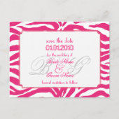 Save the Date, Zebra + Monogramm Ankündigungspostkarte (Vorderseite)