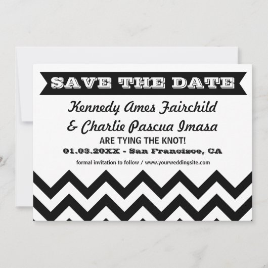 Save the Date Zickzack Hochzeitskarten (Vorderseite)