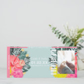 Save the Date Zielflugschein Hibisken Floral (Stehend Vorderseite)