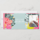 Save the Date Zielflugschein Hibisken Floral (Vorderseite)