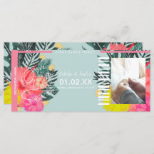 Save the Date Zielflugschein Hibisken Floral