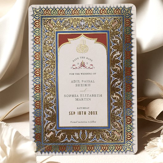 Save the Date Ziergoldenmuslime Folieneinladung