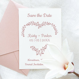 Save the Date Zitat Herz & Wildblumen Hochzeit Gummistempel