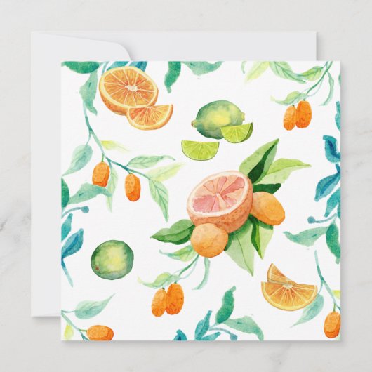 Save the Date Zitrusfrüchte Blätter Orangen in Zit (Rückseite)