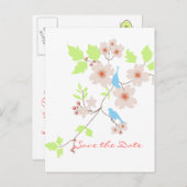 Save the Date zwei Blauvögel Ankündigungspostkarte (Vorne/Hinten)