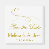 Save The Date | Zwei elegante Goldherzen Hochzeit Magnet (Vorne)