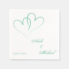 Save the Date - Zwei Herzen verflochten Minze Serviette