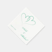 Save the Date - Zwei Herzen verflochten Minze Serviette (Ecke)