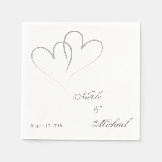 Save the Date - Zwei Herzen verflochten Serviette (Vorderseite)