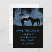 Save the Date zwei Pferde im Mondlicht Postkarte (Vorne/Hinten)