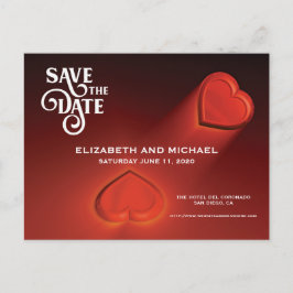 Save the Date, zwei rote Postkarte für Herz
