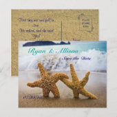 Save the Date zwei Starfish Postkarte (Vorne/Hinten)