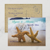 Save the Date zwei Starfish Postkarte (Vorne/Hinten)