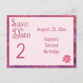 Save the Date zweiter Geburtstag für ein Mädchen Ankündigungspostkarte