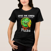 Save The Earth Funny Pizza T-Shirt Tri-Blend Shirt (Vorderseite)
