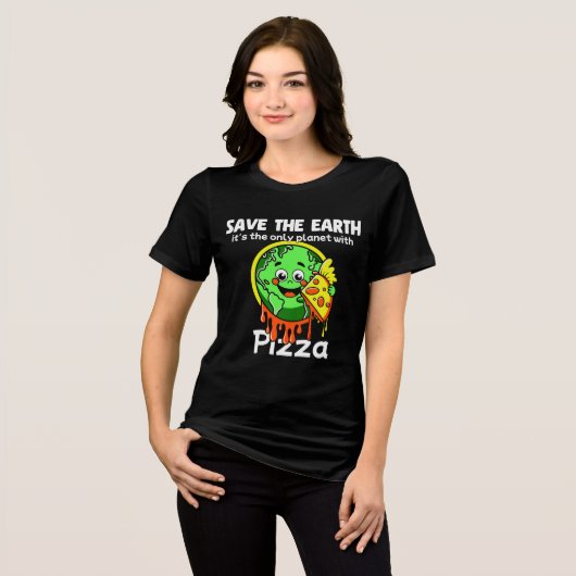 Save The Earth Funny Pizza T-Shirt Tri-Blend Shirt (Vorderseite voll)