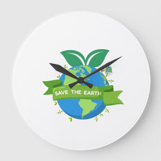 Save the Earth Wall Clock Große Wanduhr (Vorderseite)