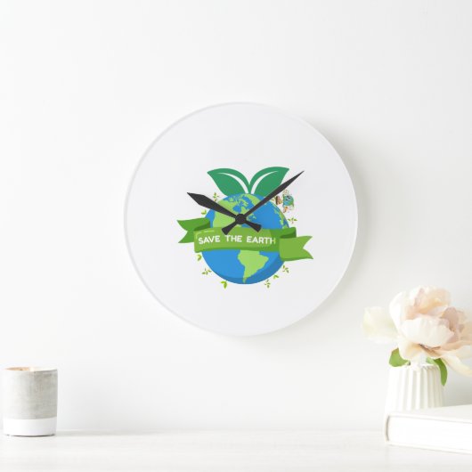 Save the Earth Wall Clock Große Wanduhr (Zuhause)