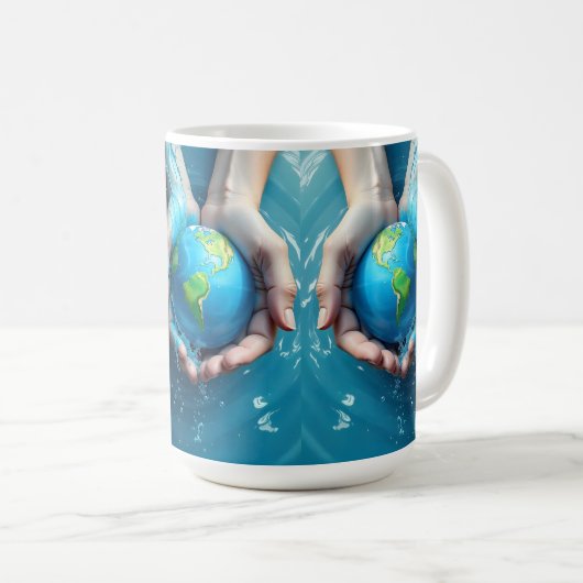 “Save the Earth Water Planet Mug Kaffeetasse (VorderseiteRechts)