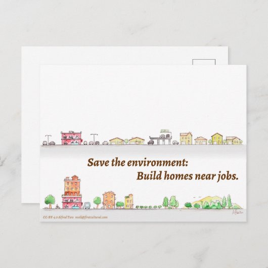 Save the Environment: Build homes near jobs Postkarte (Vorne/Hinten)