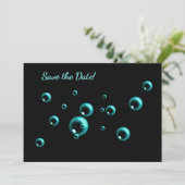 Save the Minimalist Aqua Blue Bubbles Karte (Stehend Vorderseite)