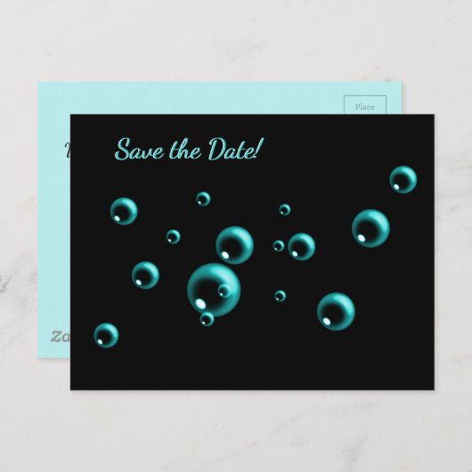 Save the Minimalist Aqua Blue Bubbles Postkarte (Vorne/Hinten)