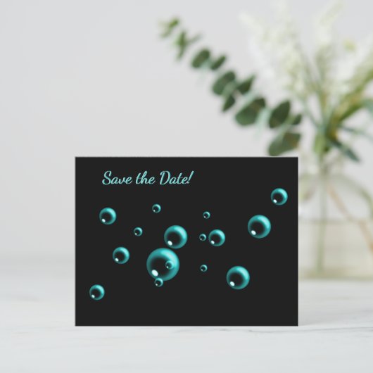 Save the Minimalist Aqua Blue Bubbles Postkarte (Stehend Vorderseite)