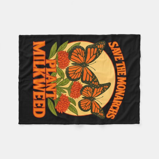 Save The Monarchs Plant Some Milkweed Butterfly Gi Fleecedecke (Vorderseite (Horizontal))