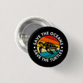 Save The Oceans Save The Turtles Button (Vorne & Hinten)