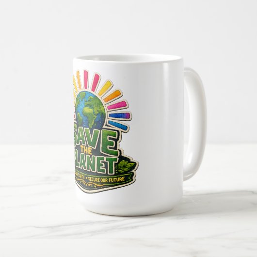 🌍☕ “Save the Planet” Mug🌱 Kaffeetasse (VorderseiteRechts)
