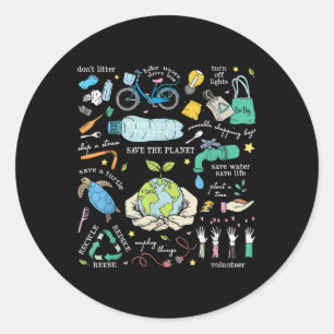 Save the Planet Reduce Reuse Recycle Earth Day ENV Runder Aufkleber