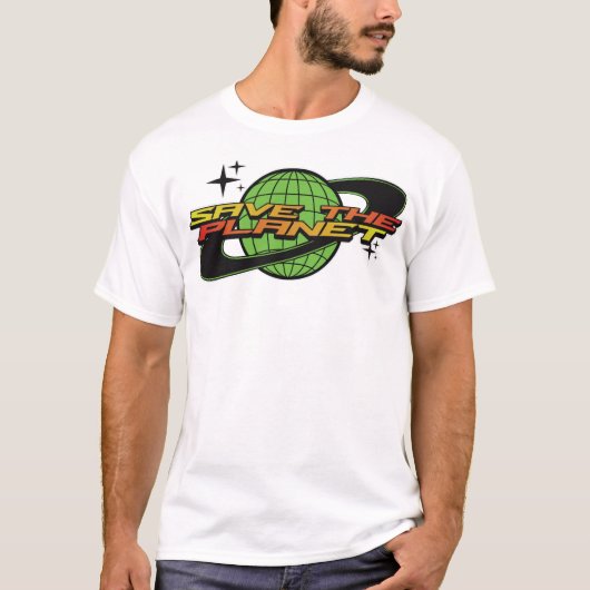 Save The Planet Retro T-Shirt – Eco Friendly Vinta (Vorderseite)