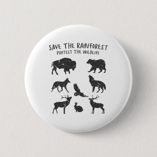 Save The Rainforest Protect The Wildlife Animal Gr Button (Vorderseite)