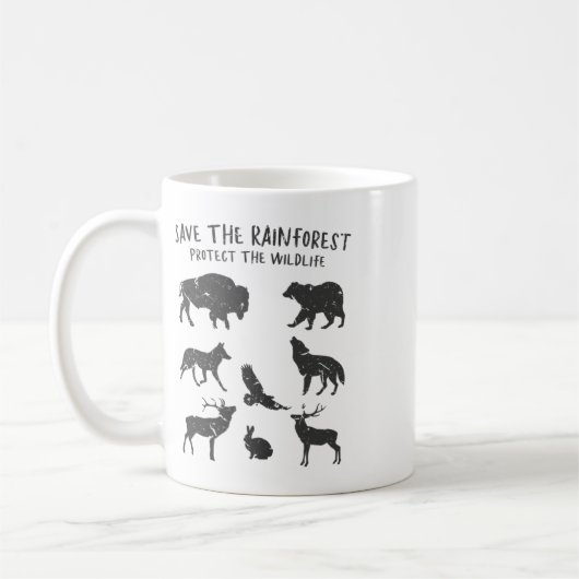 Save The Rainforest Protect The Wildlife Animal Gr Kaffeetasse (Links)