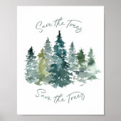 Save The Trees Forest Watercolor Poster (Vorne)