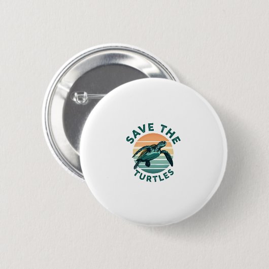 Save The Turtles Animal Turtle Pet Lover (1) Button (Vorne & Hinten)