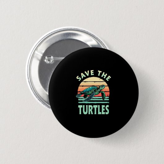 Save The Turtles Animal Turtle Pet Lover (1) Button (Vorne & Hinten)