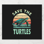 Save The Turtles Animal Turtle Pet Lover (1) Schaumweinetikett (Einzelnes Label)