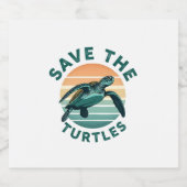 Save The Turtles Animal Turtle Pet Lover (1) Schaumweinetikett (Einzelnes Label)