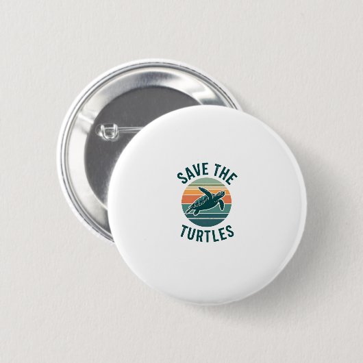 Save The Turtles Animal Turtle Pet Lover (2) Button (Vorne & Hinten)