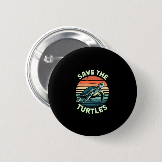Save The Turtles Animal Turtle Pet Lover (2) Button (Vorne & Hinten)