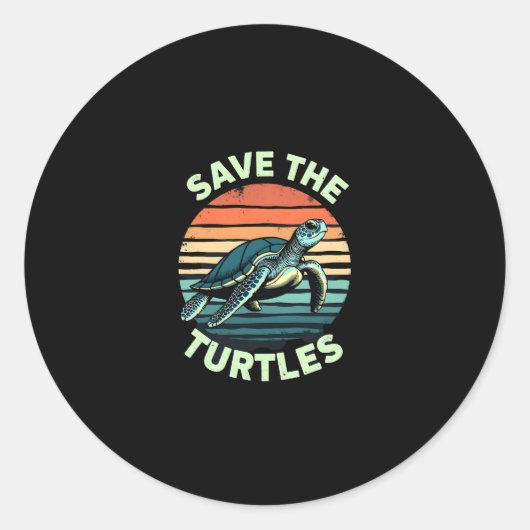 Save The Turtles Animal Turtle Pet Lover (2) Runder Aufkleber (Vorderseite)