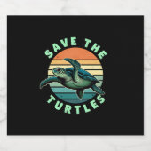 Save The Turtles Animal Turtle Pet Lover (3) Schaumweinetikett (Einzelnes Label)
