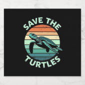 Save The Turtles Animal Turtle Pet Lover (4) Schaumweinetikett (Einzelnes Label)