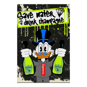 Save Water, Drink Champagne (Neon Drip Duck) Poster